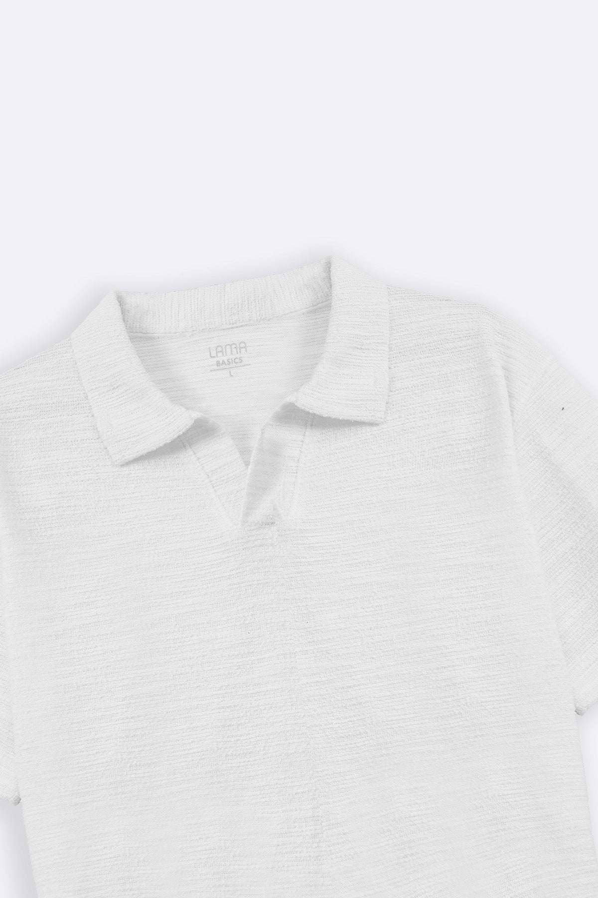 White Boucle Knitted Relaxed Polo Shirt