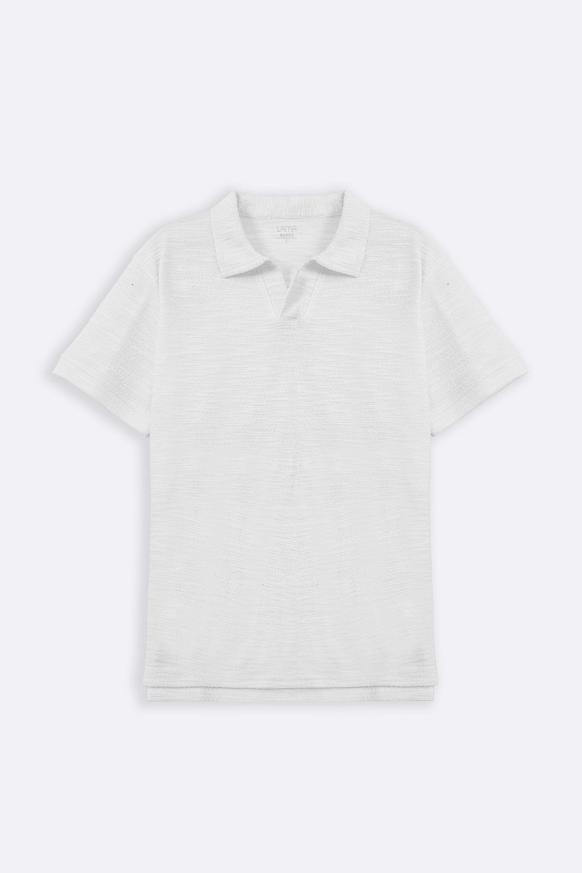 White Boucle Knitted Relaxed Polo Shirt