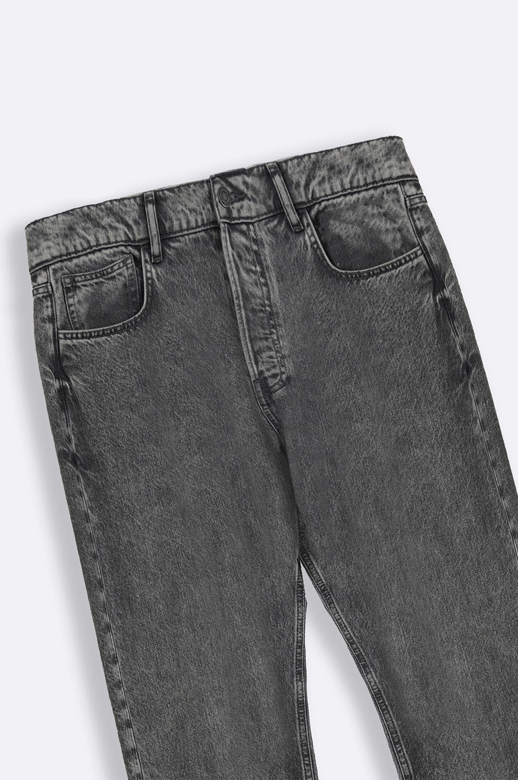 Black Relaxed Straight Jeans - Regular Hand Feel
