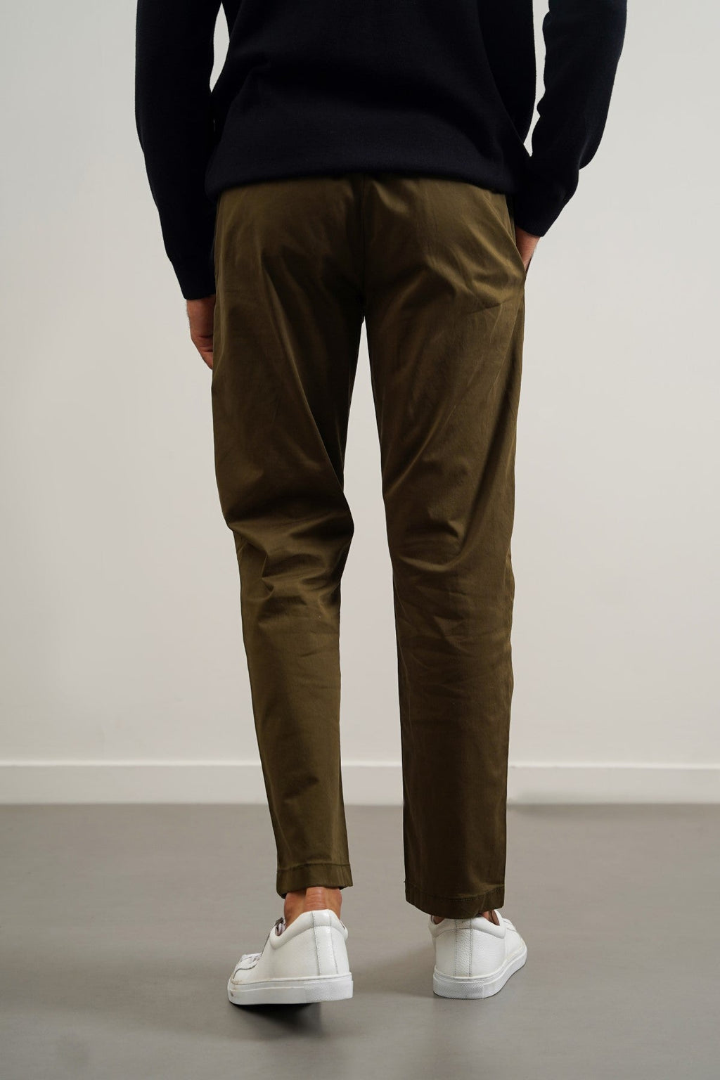 Olive Soft Slim Straight Pants with Elastic Waistband – Cool Havn