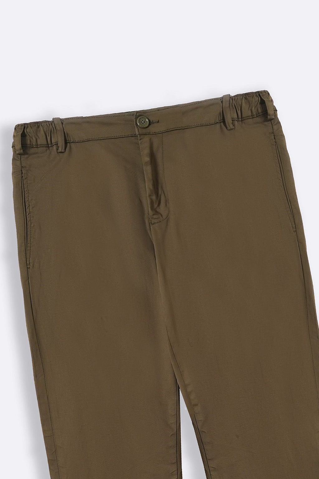 Olive Soft Slim Straight Pants with Elastic Waistband – Cool Havn