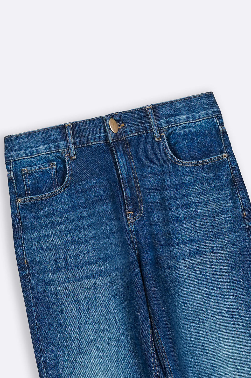 Blue Regular Straight Fit Jeans with Scoop Pockets