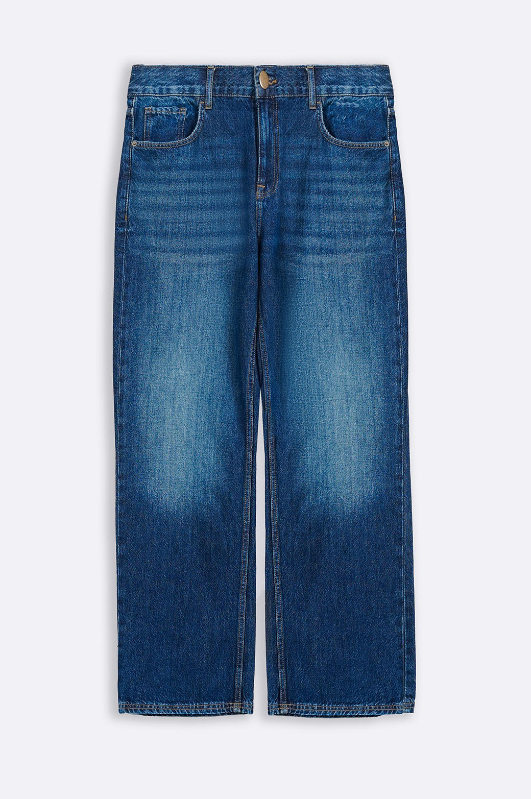 Blue Regular Straight Fit Jeans with Scoop Pockets