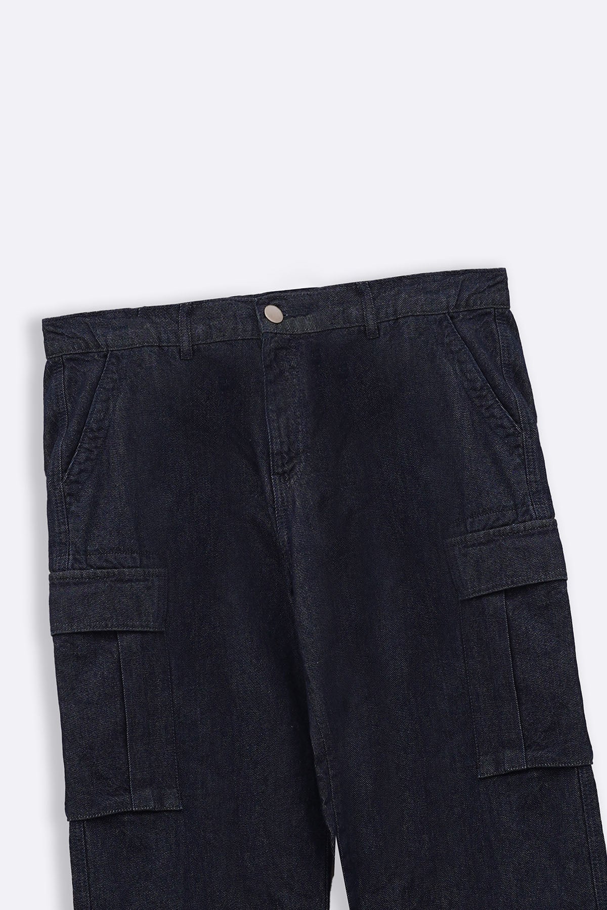 Blue Relaxed Cargo Jeans - Regular Hand Feel