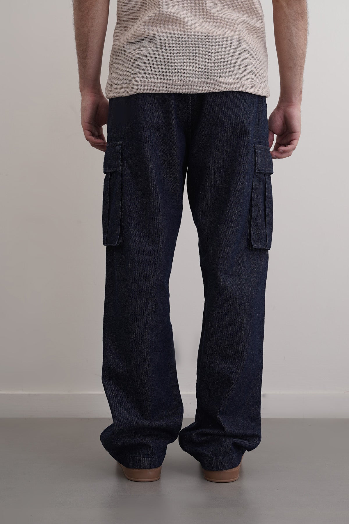 Blue Relaxed Cargo Jeans - Regular Hand Feel
