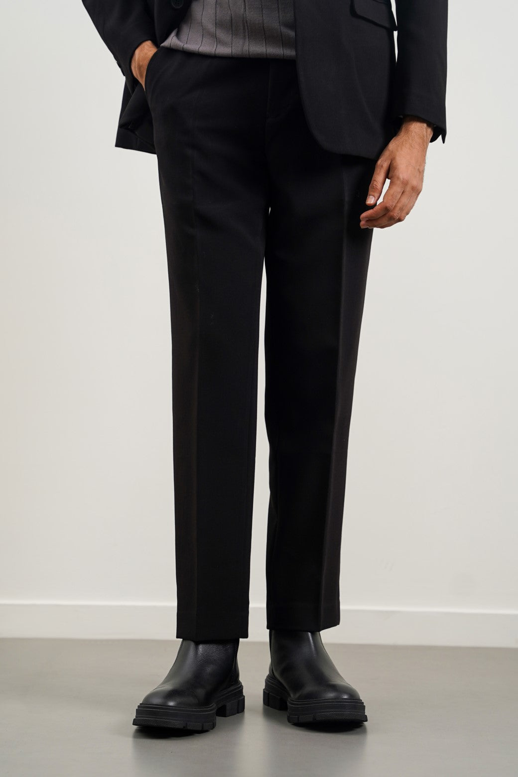 Black Soft Regular Fit Classic Suit Trousers