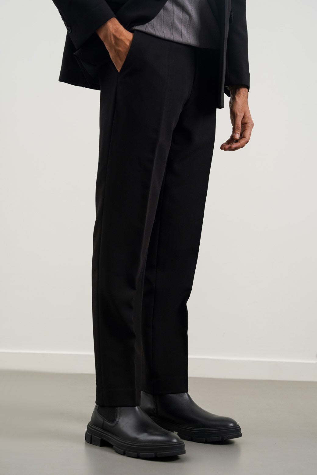 Black Soft Regular Fit Classic Suit Trousers
