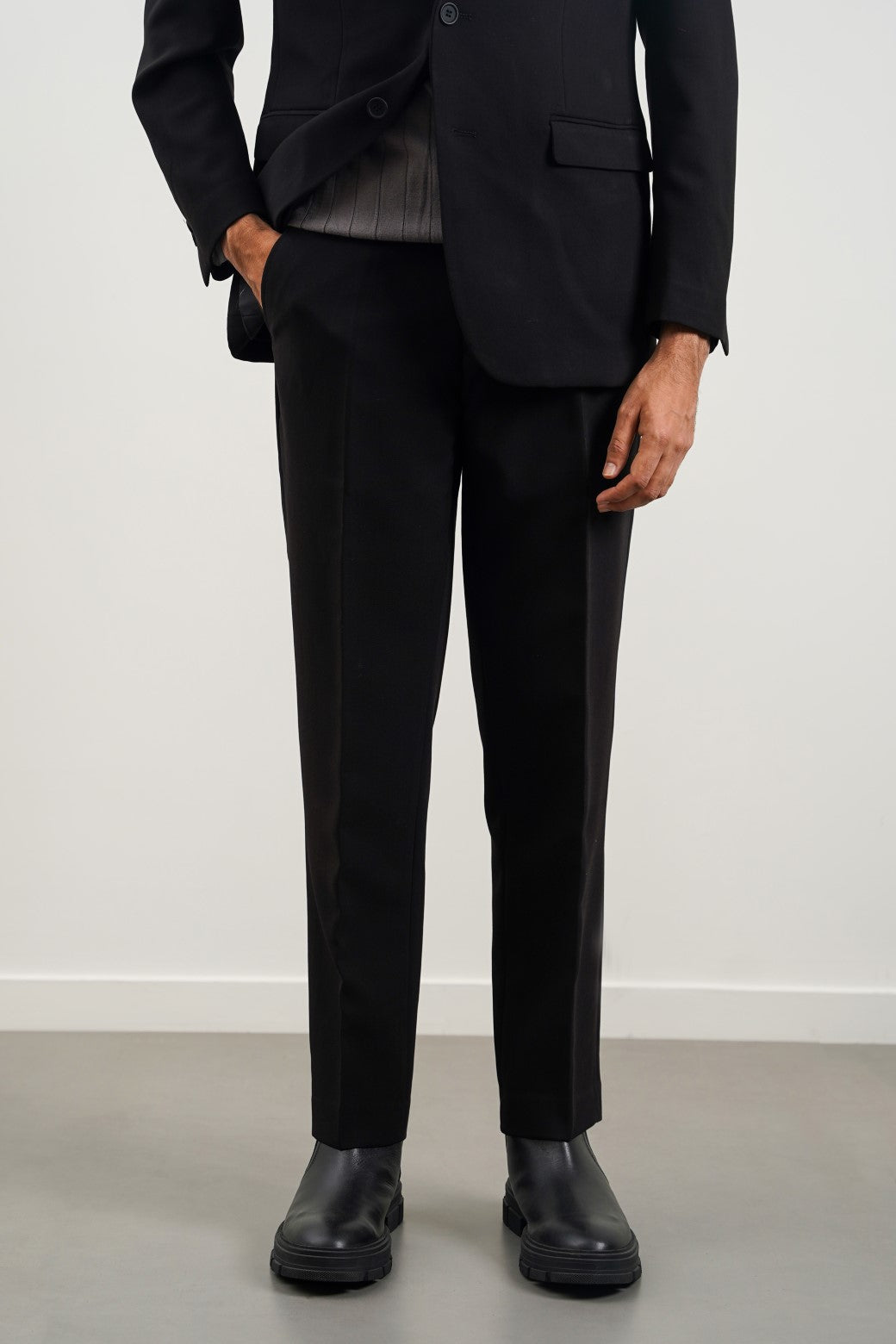 Black Soft Regular Fit Classic Suit Trousers