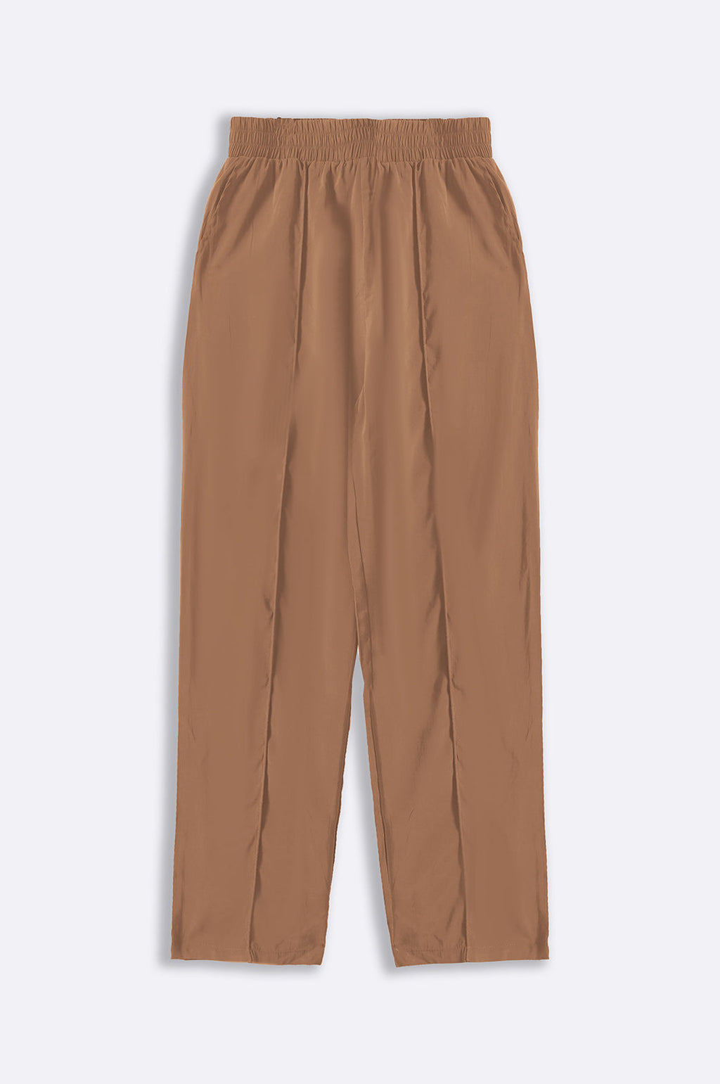 Brown Silky Soft Loose Fit Silk Trousers with Pintuck Pleat – Cool Havn
