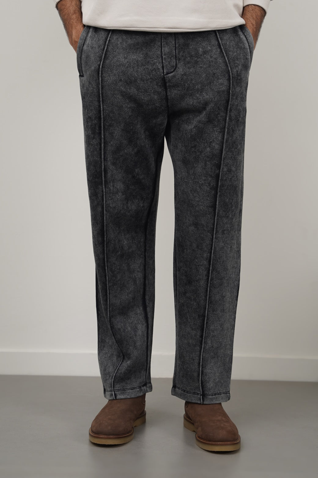 Charcoal Relaxed Fit Cotton Fleece Trousers