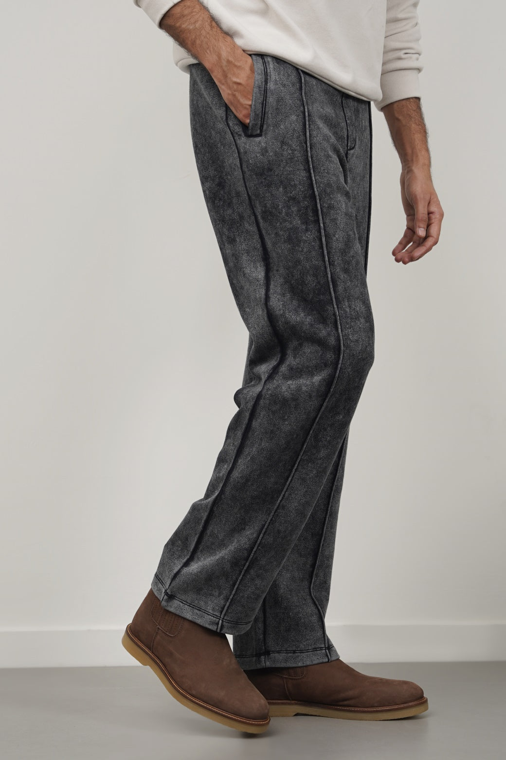 Charcoal Relaxed Fit Cotton Fleece Trousers