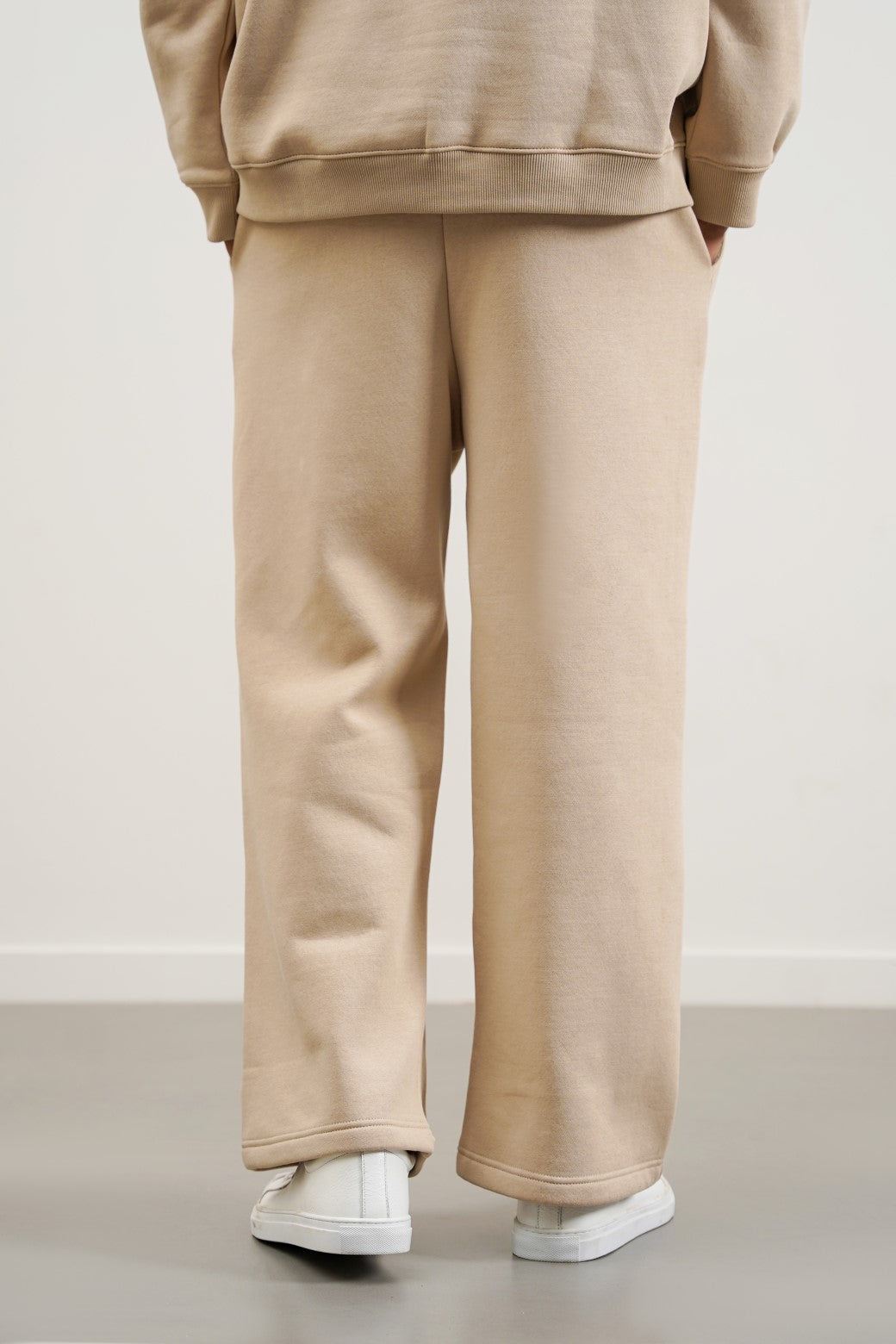 Beige Relaxed Fit Straight-Leg Trousers with Adjustable Drawcord