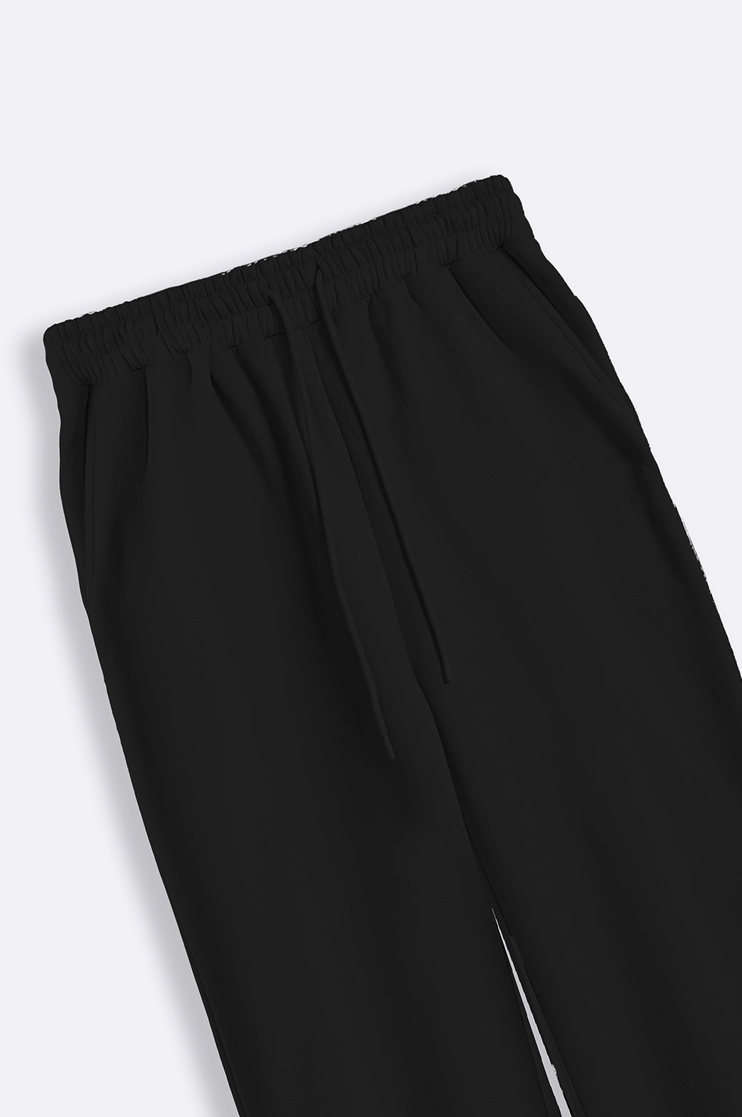 Black Relaxed Fit Straight-Leg Trousers with Adjustable Drawcord