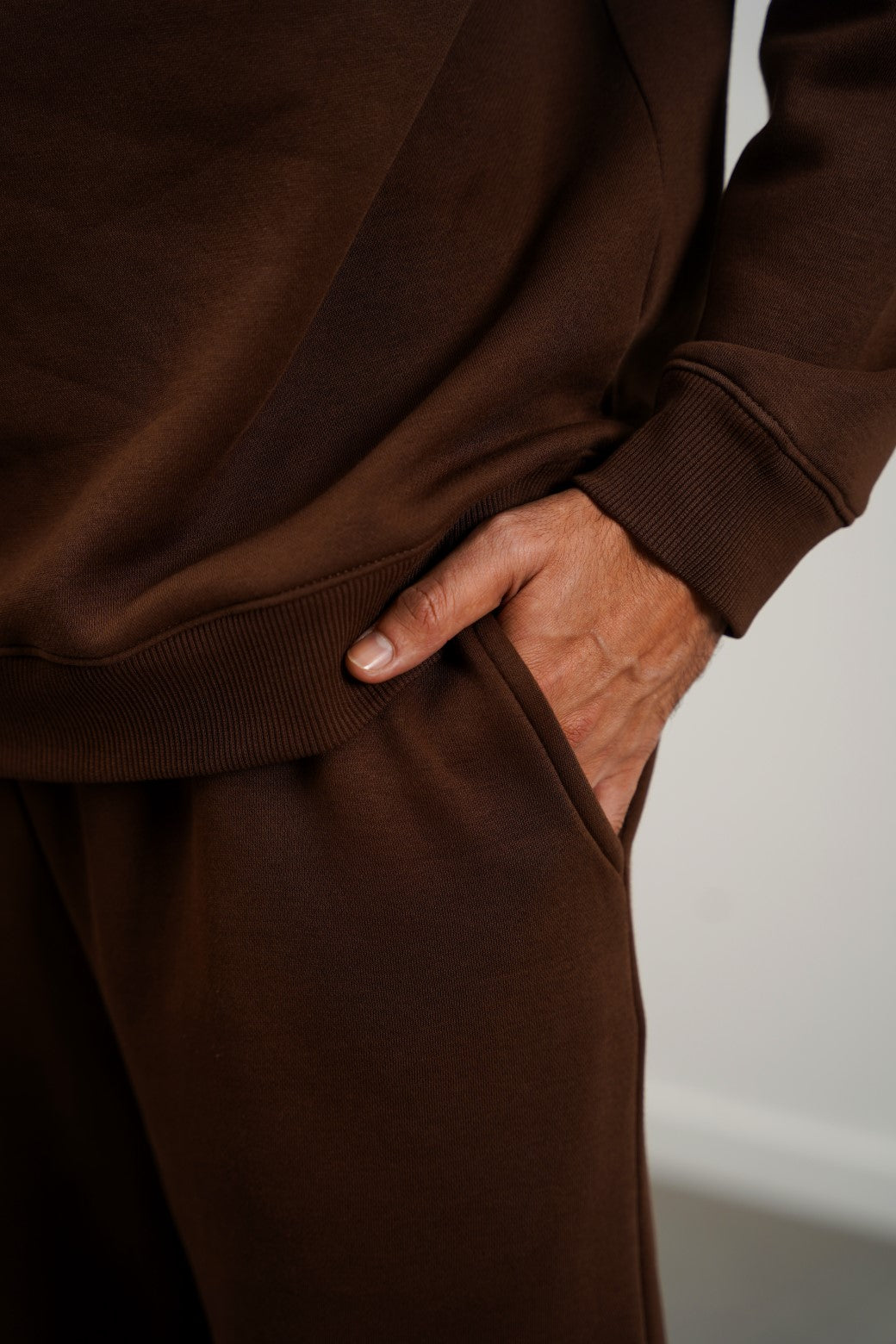 Brown Relaxed Fit Straight-Leg Trousers with Regular Hand Feel