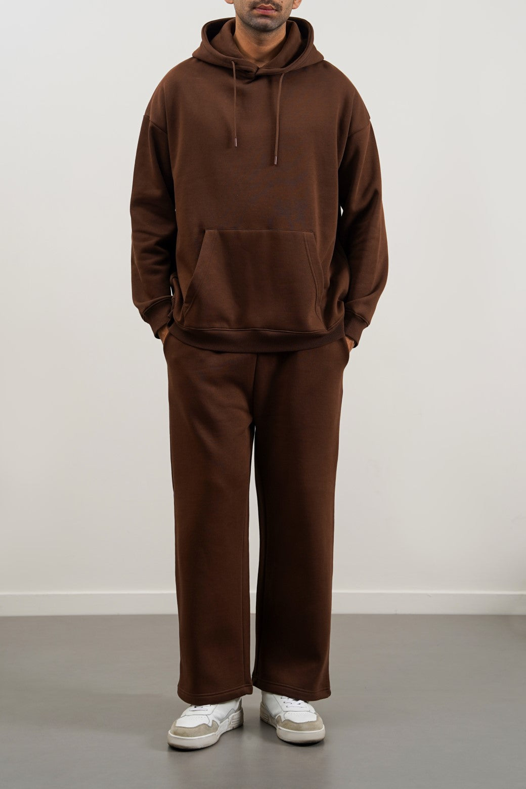 Brown Relaxed Fit Straight-Leg Trousers with Regular Hand Feel