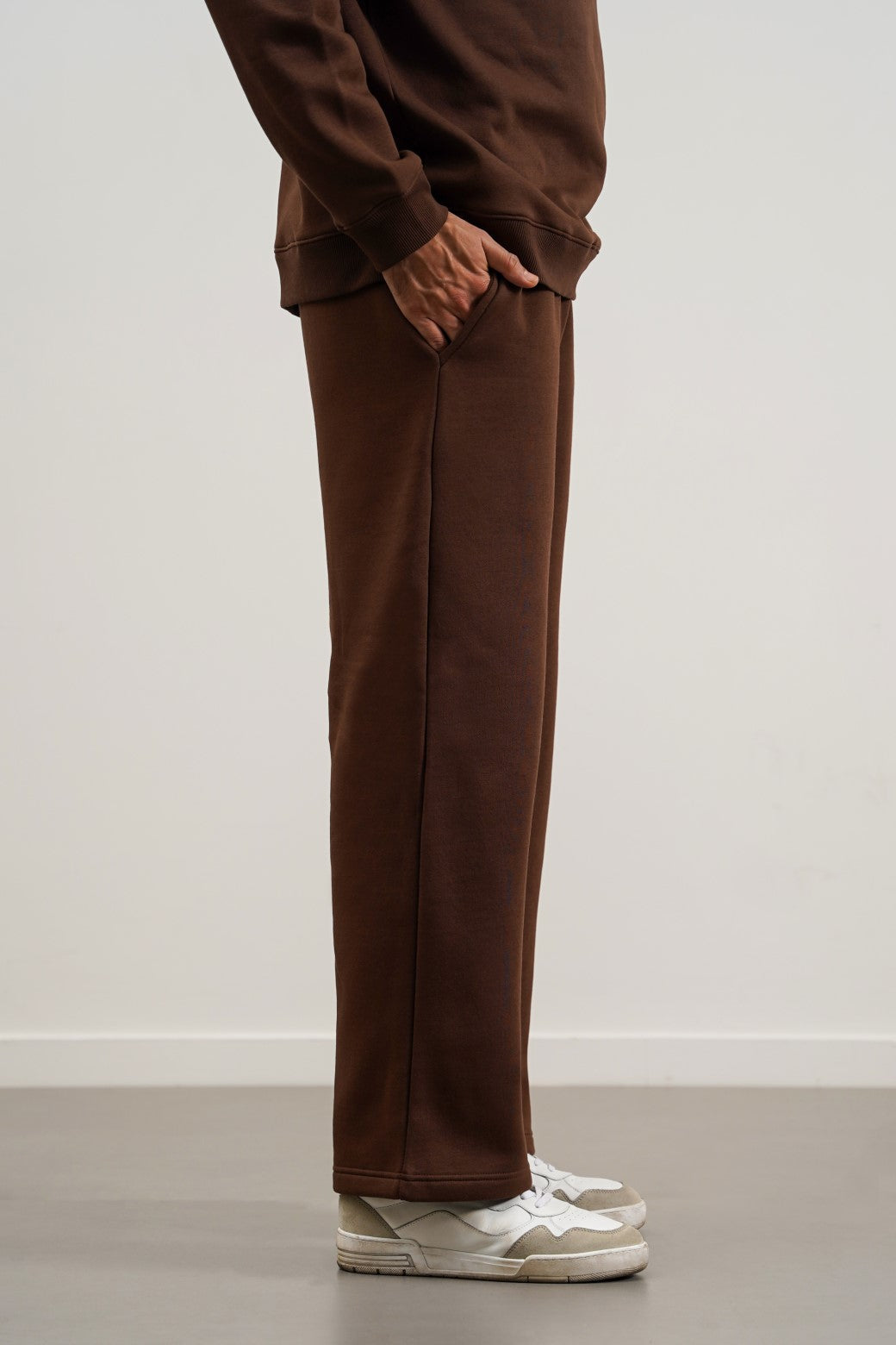 Brown Relaxed Fit Straight-Leg Trousers with Regular Hand Feel