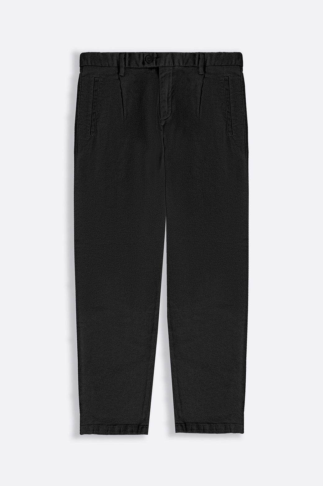 Black Straight Fit Pants with Pleats and Pockets