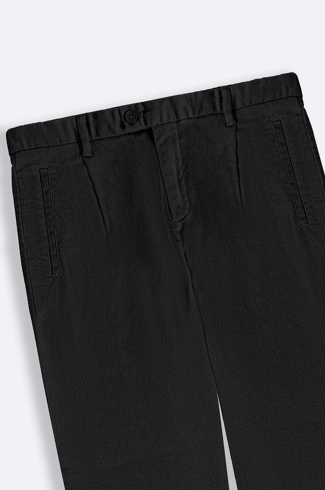 Black Straight Fit Pants with Pleats and Pockets