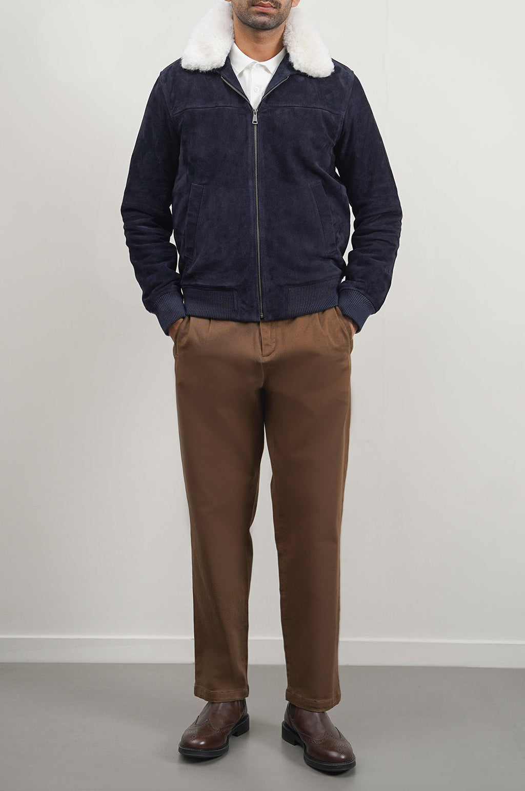 Brown Straight Fit Pleated Pants with Pockets – Cool Havn