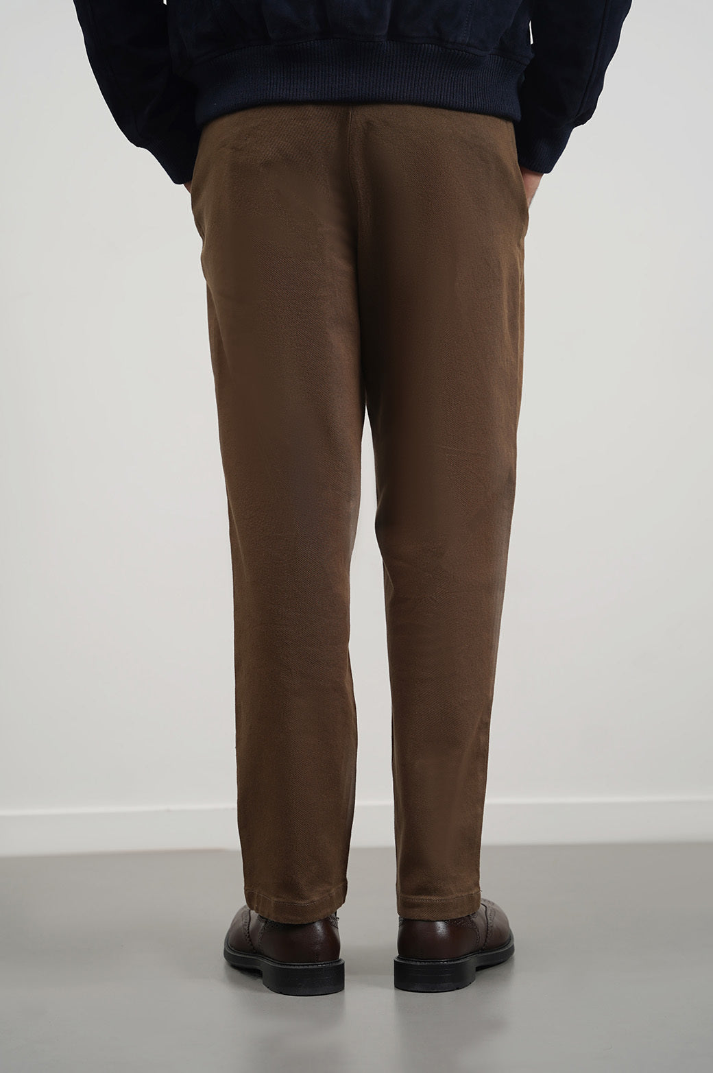 Brown Straight Fit Pleated Pants with Pockets