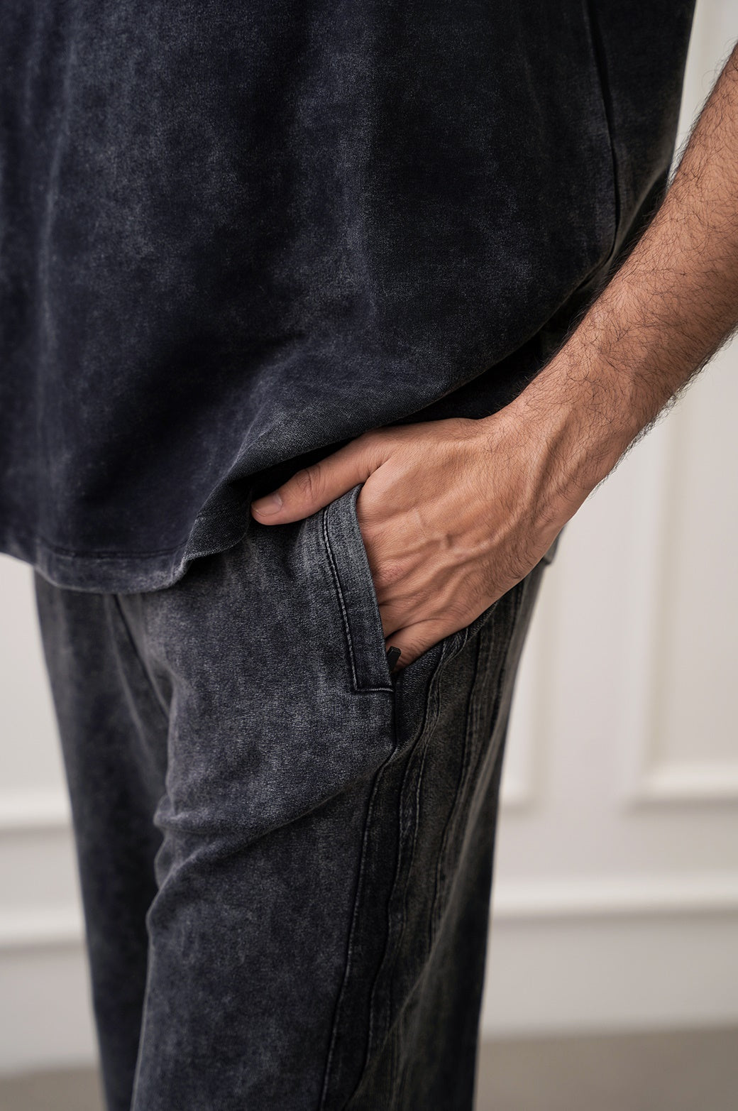 Black Soft Regular Fit Cotton Mix Trousers with Drawstring