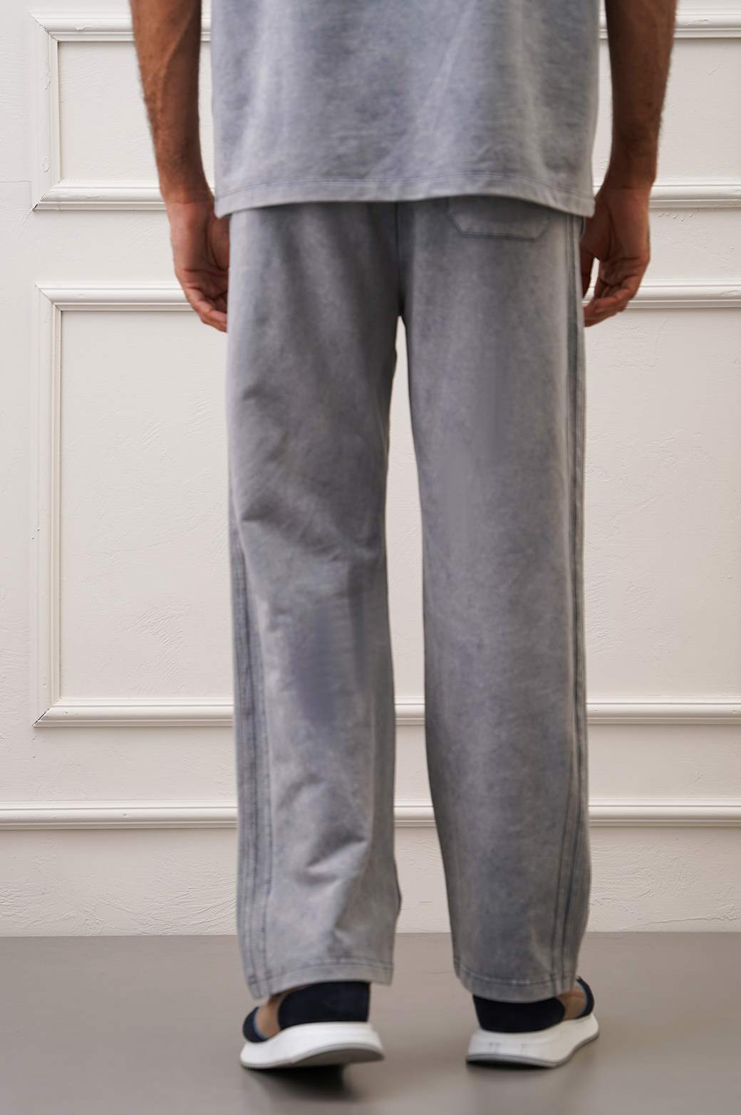 Grey Soft Regular Fit Cotton Mix Trousers with Zipper Pockets