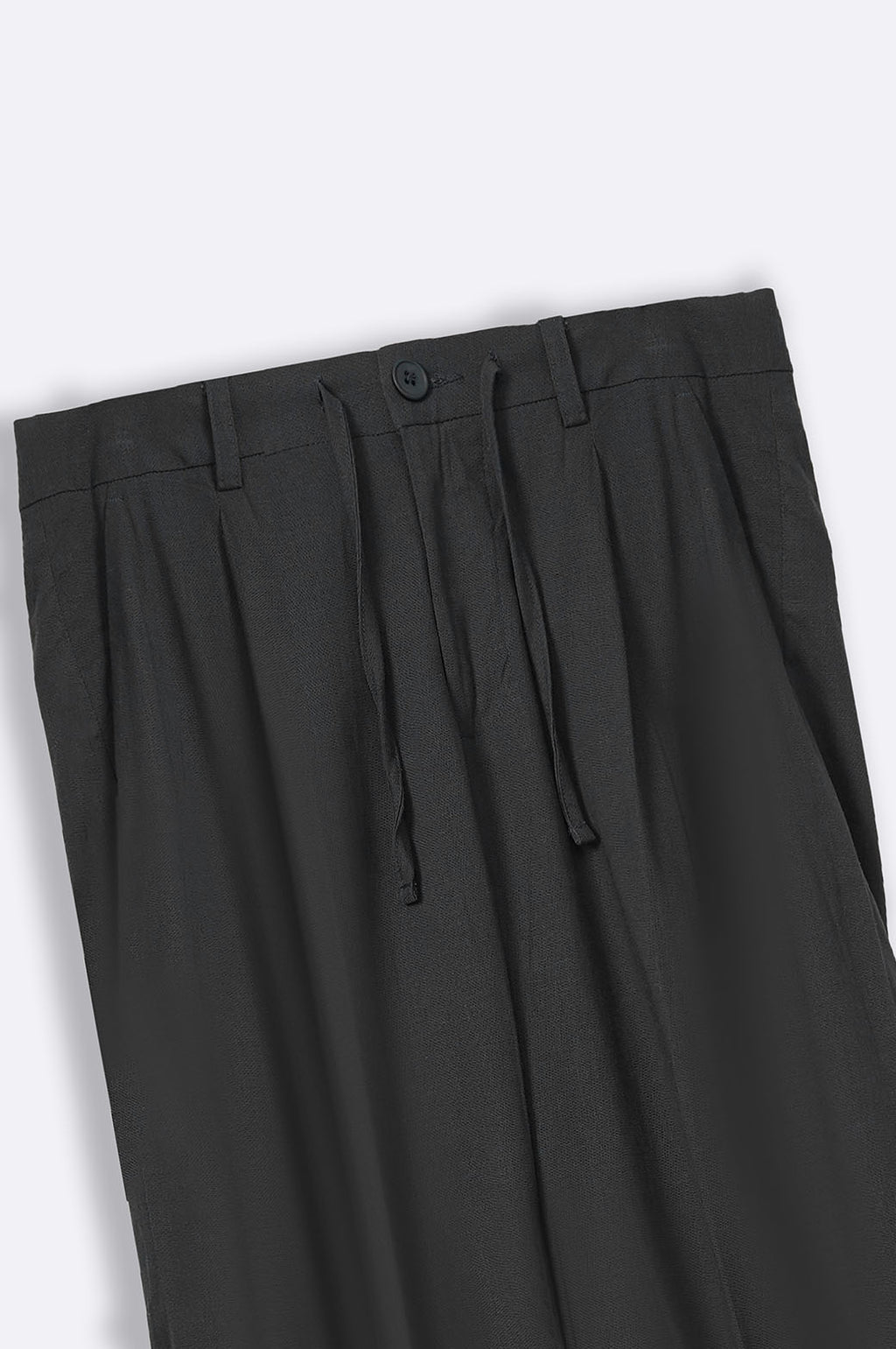 Black Relaxed Fit Soft Linen Pleated Trousers – Cool Havn