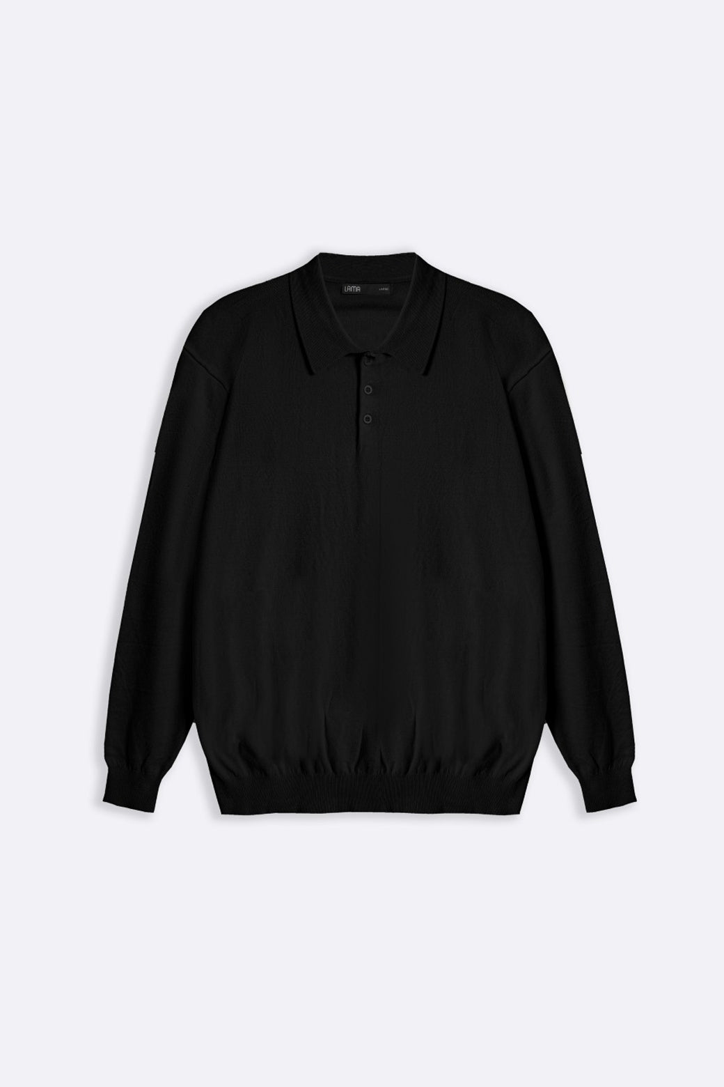 Black Soft Collared Knit Polo Shirt - Regular Fit