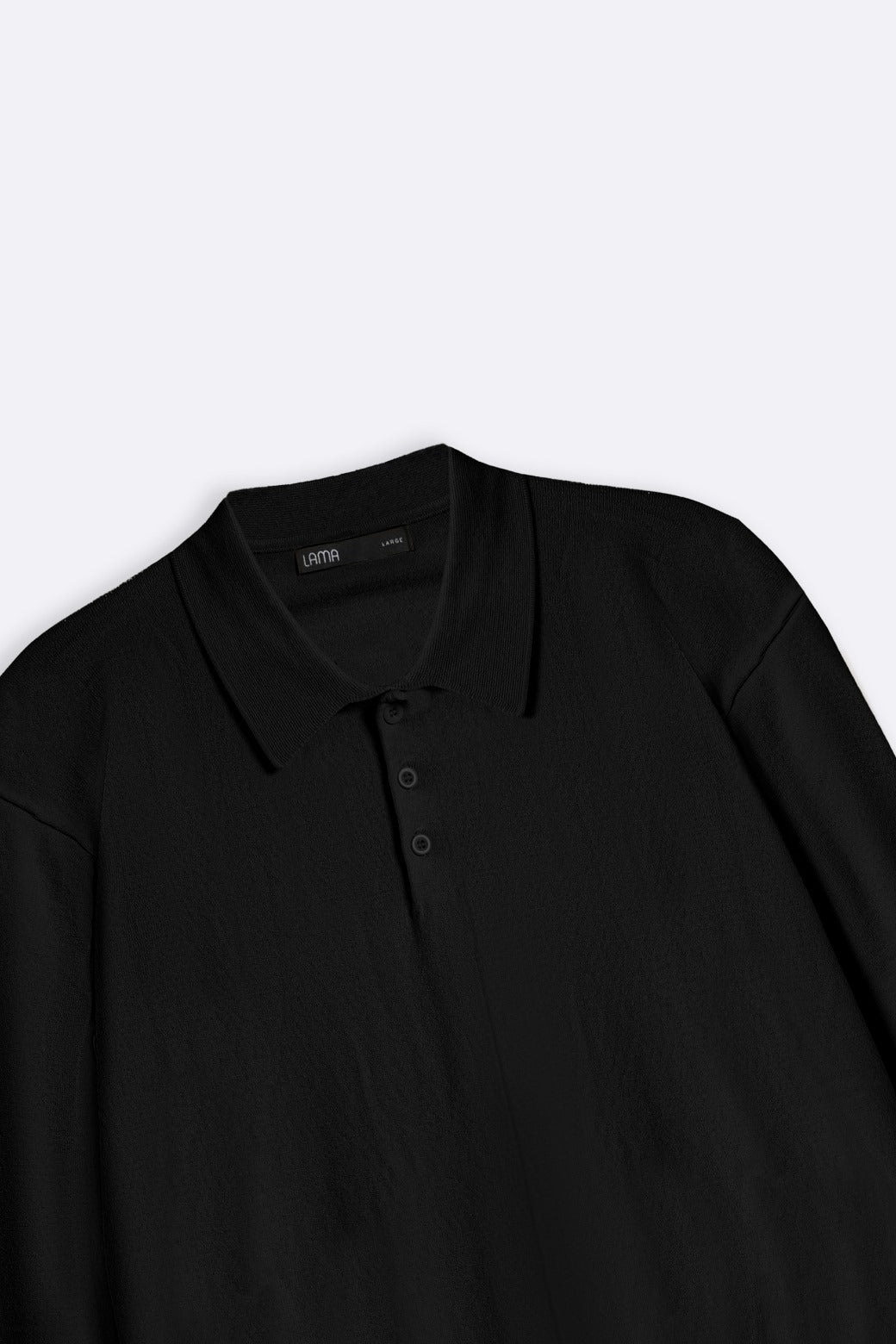 Black Soft Collared Knit Polo Shirt - Regular Fit