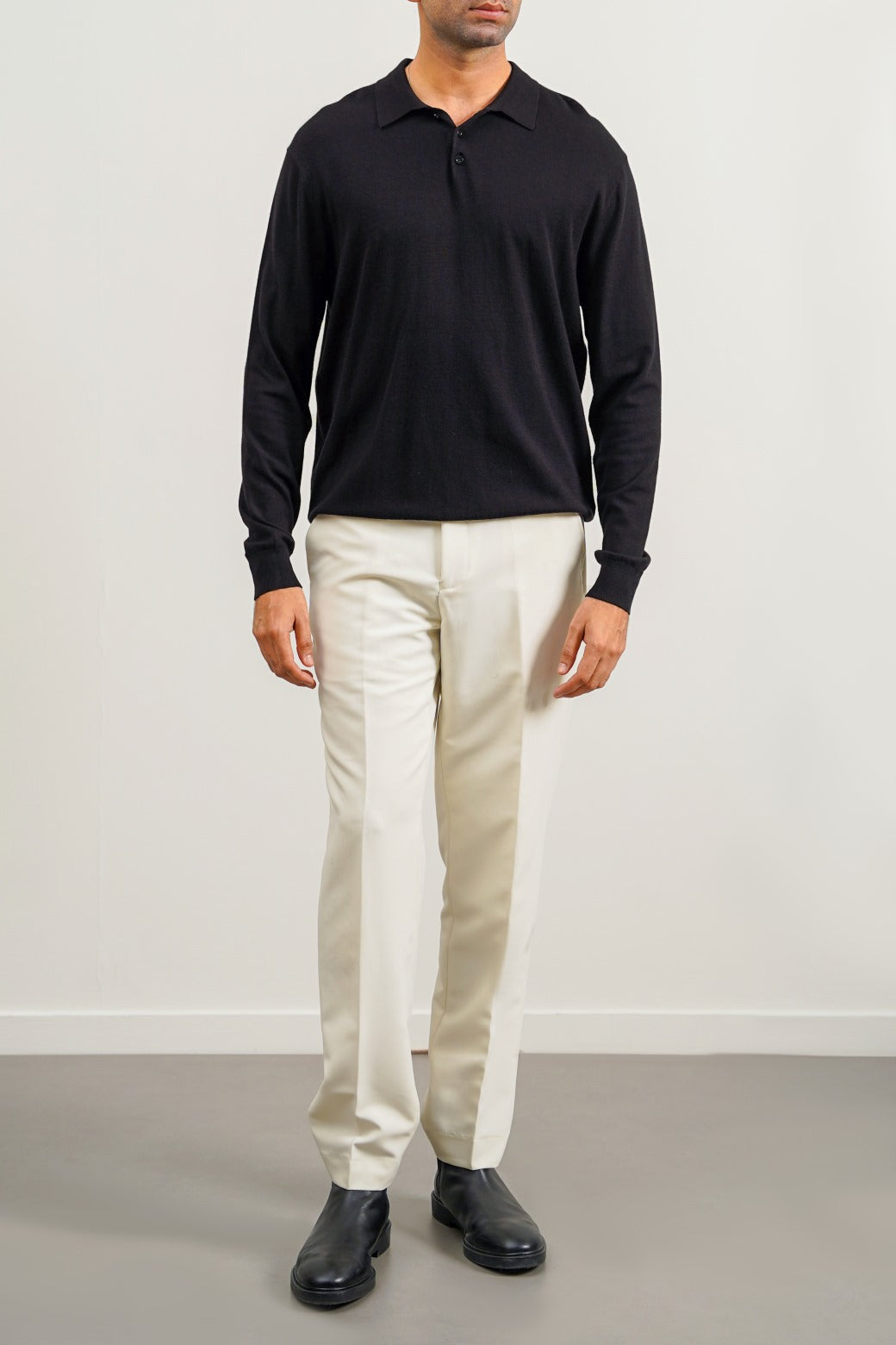 Black Soft Collared Knit Polo Shirt - Regular Fit