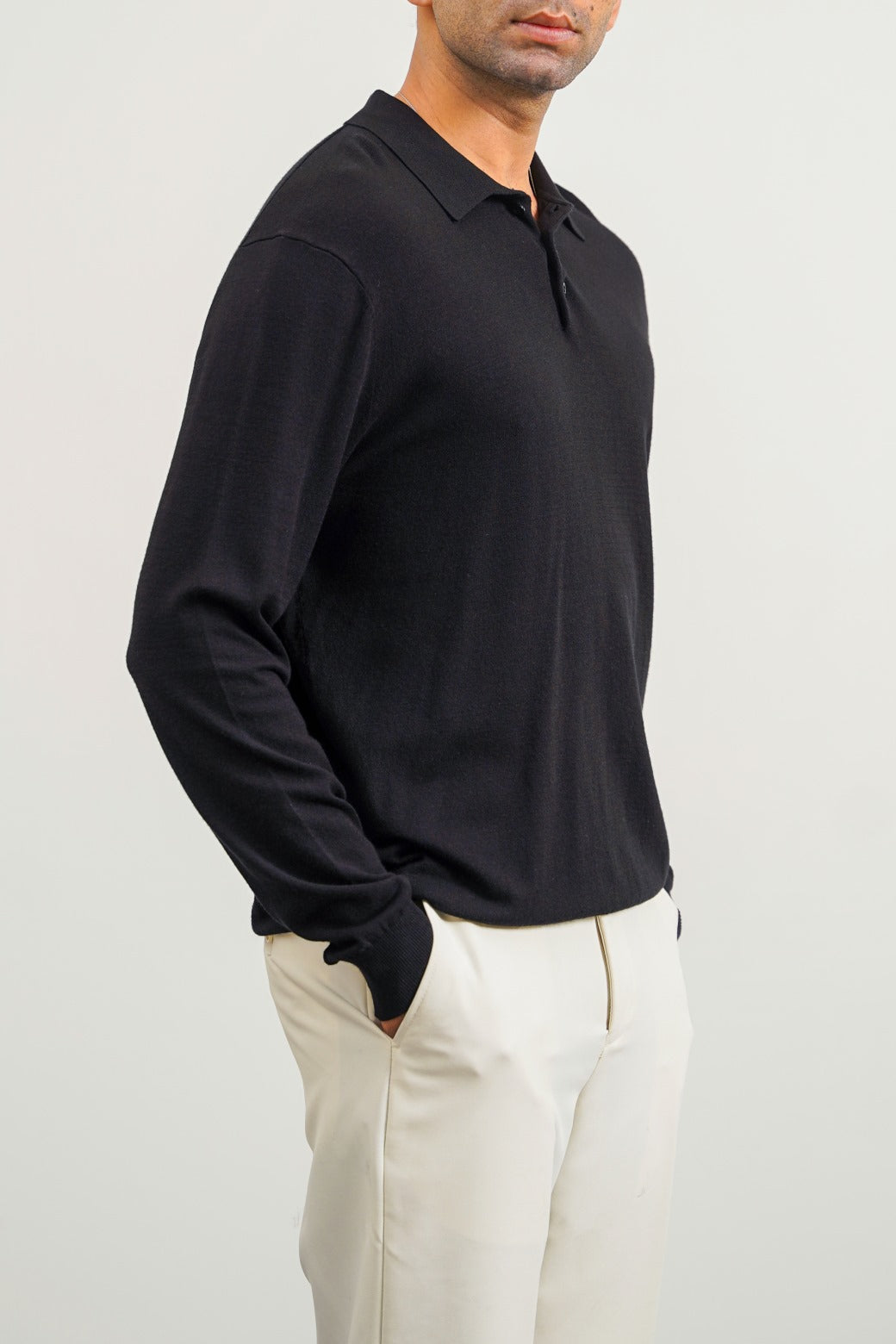 Black Soft Collared Knit Polo Shirt - Regular Fit