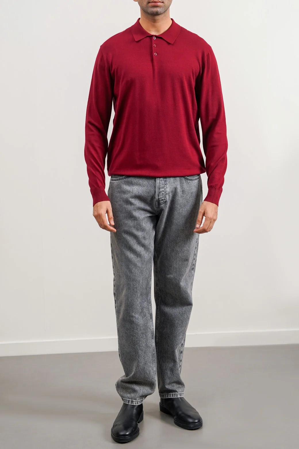Burgundy Soft Collared Knit Polo Shirt - Regular Fit