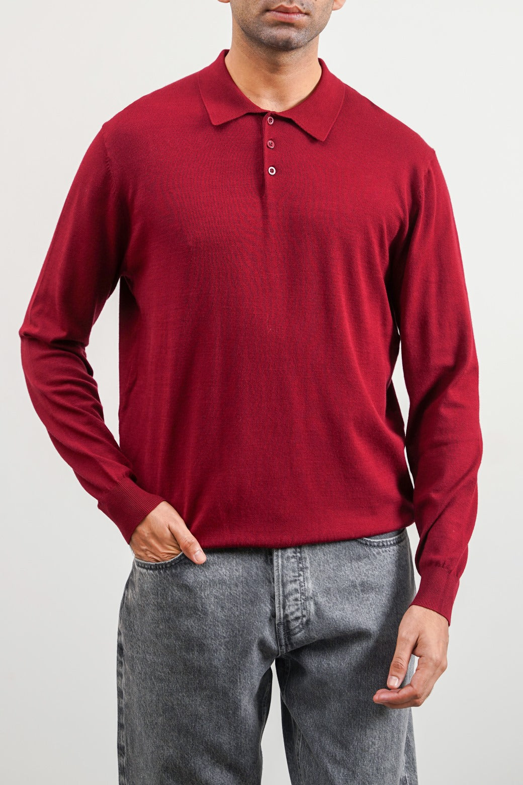 Burgundy Soft Collared Knit Polo Shirt - Regular Fit