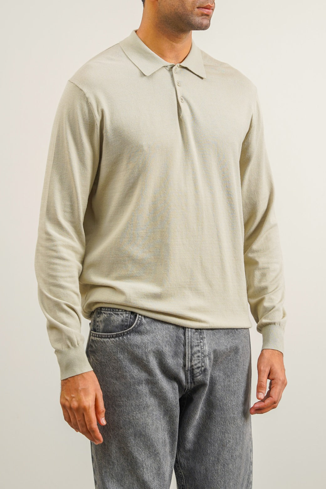 Light Green Soft Regular Fit Collared Knit Polo Shirt