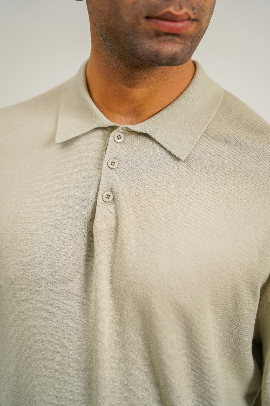 Light Green Soft Regular Fit Collared Knit Polo Shirt