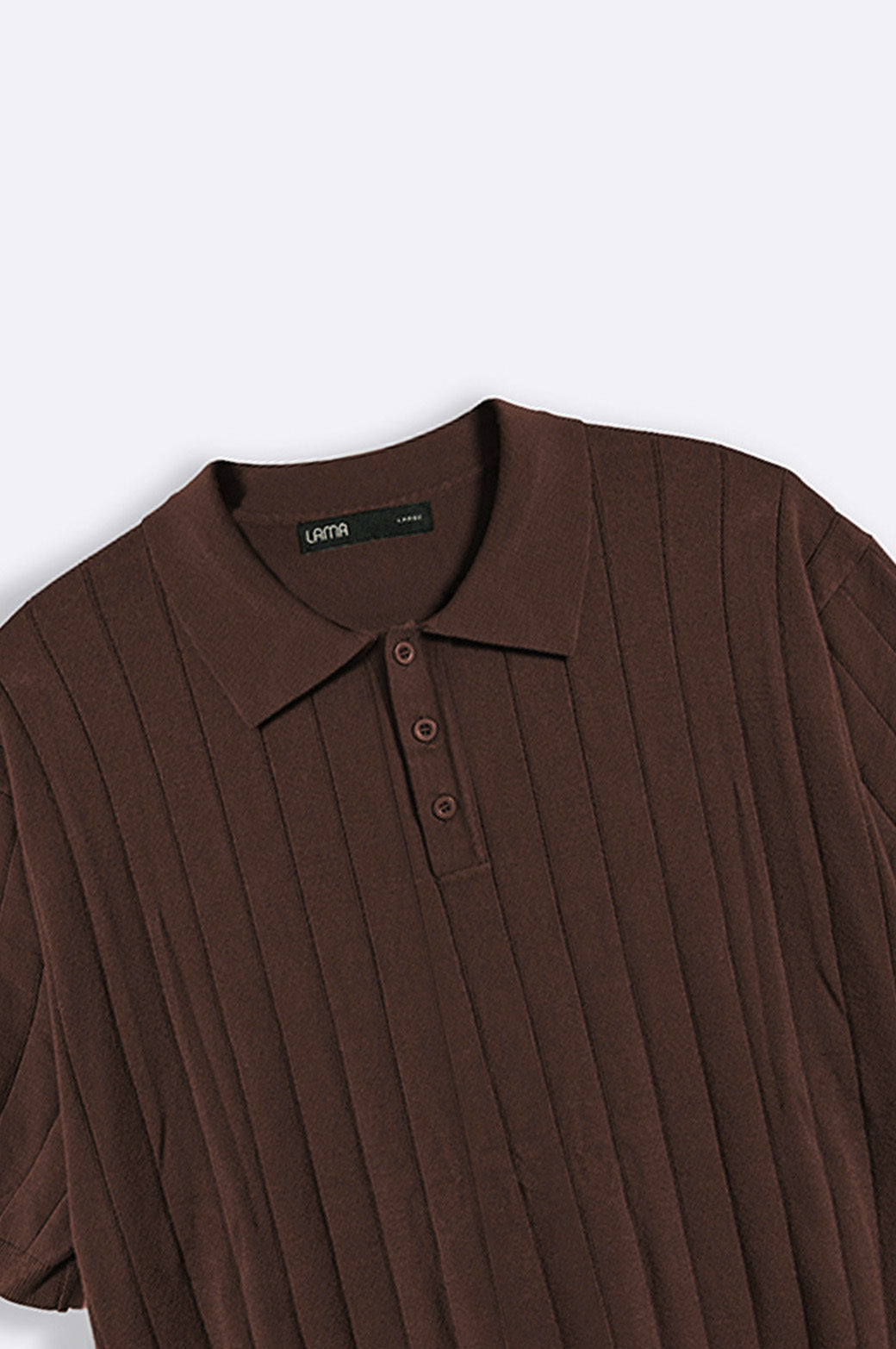 Dark Brown Regular Fit Collared Polo Shirt with Button Fastening