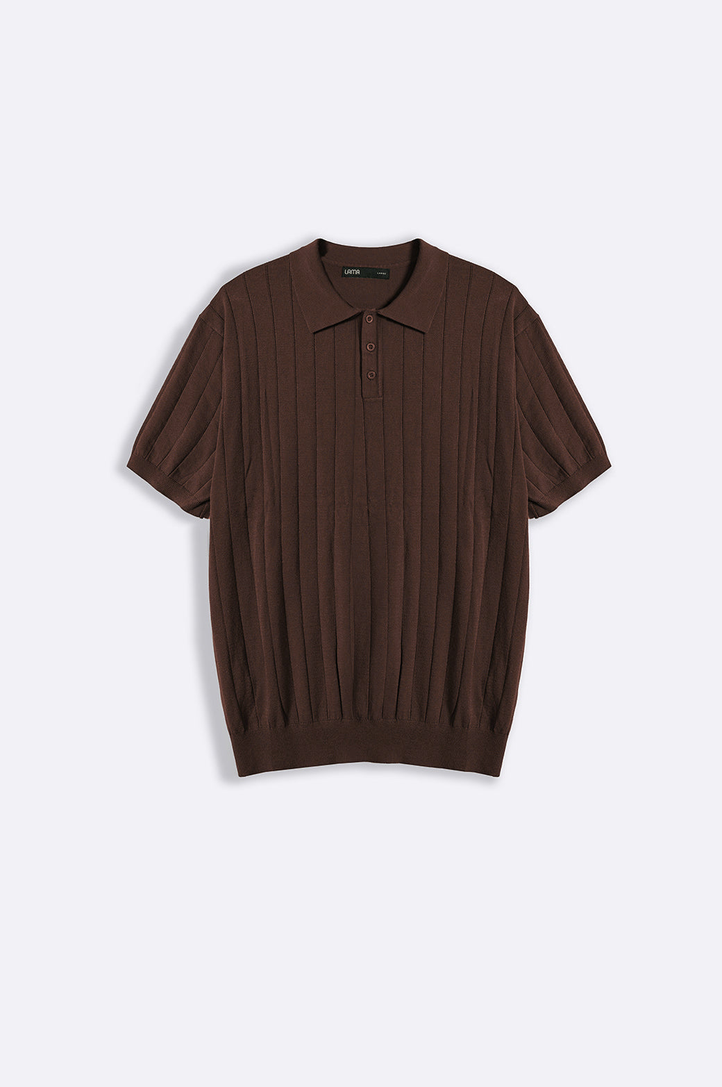 Dark Brown Regular Fit Collared Polo Shirt with Button Fastening