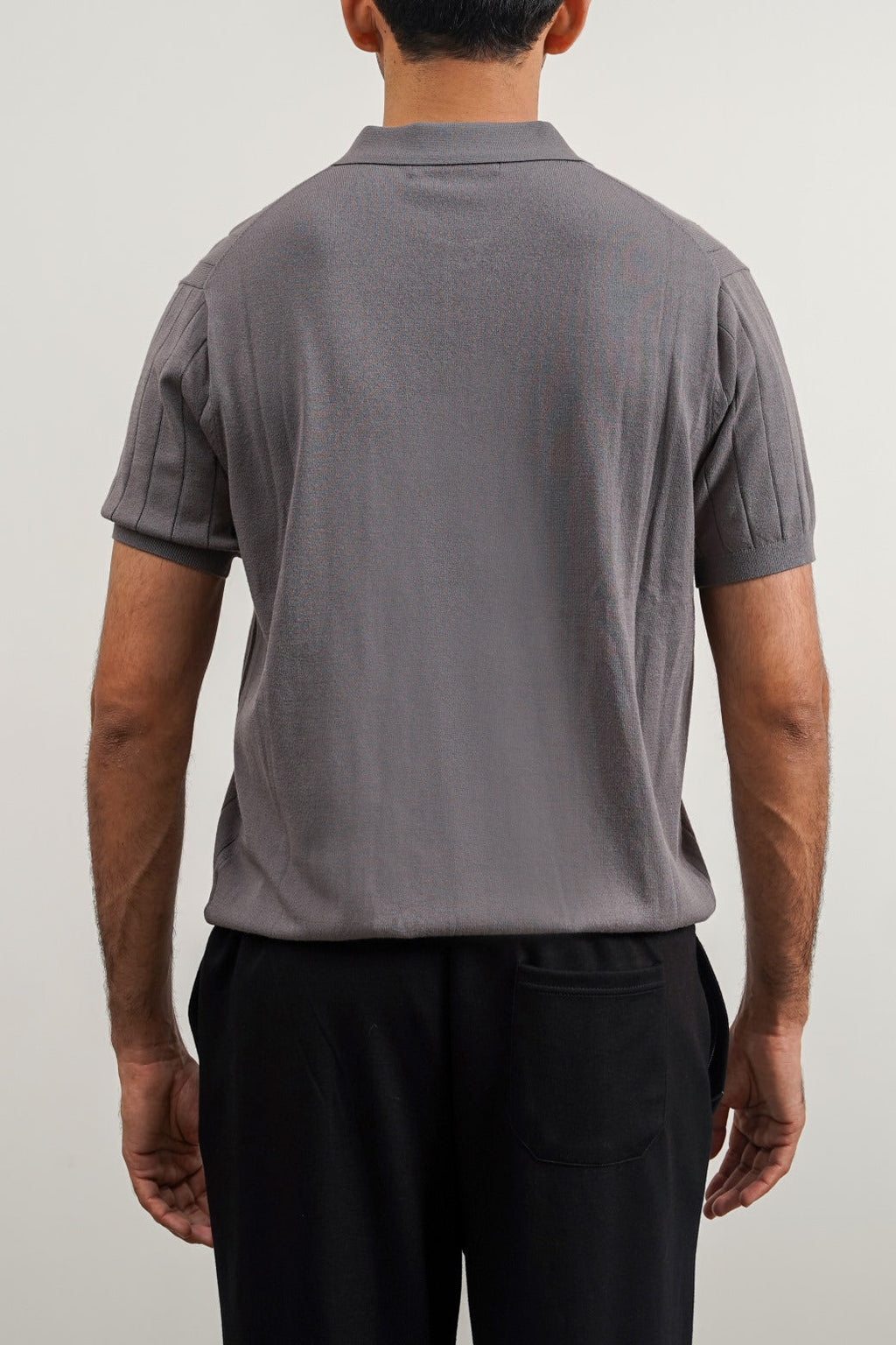 Grey Regular Fit Collared Polo Shirt with Button Fastening and Ribbed Trims – Cool Havn