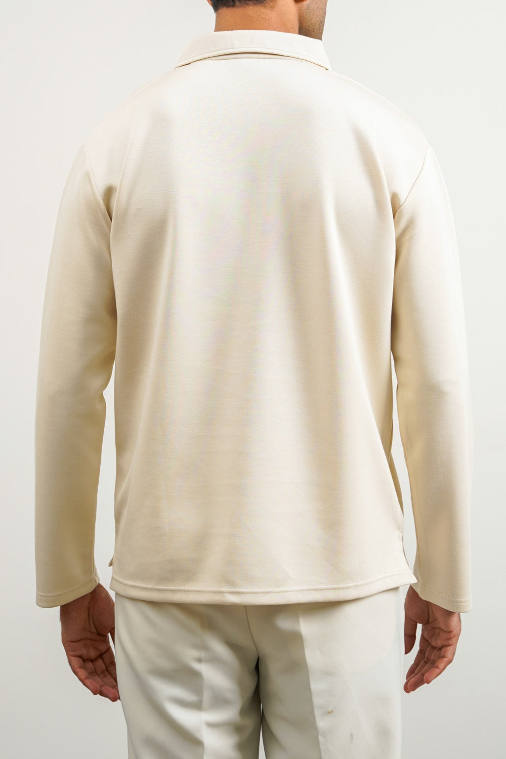 Ivory Soft Relaxed Fit Collared Polo with Long Sleeves – Cool Havn