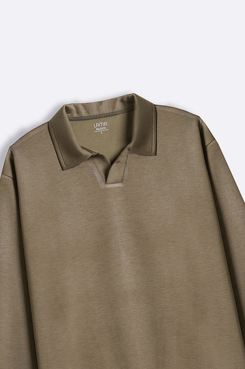 Olive Soft Relaxed Fit Long Sleeve Collared Polo