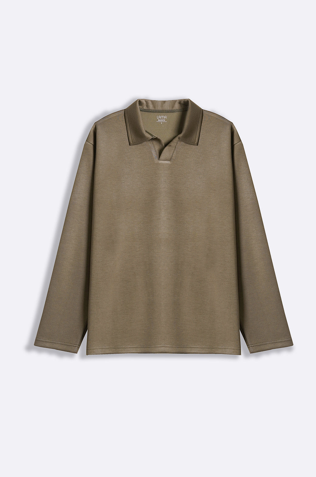 Olive Soft Relaxed Fit Long Sleeve Collared Polo