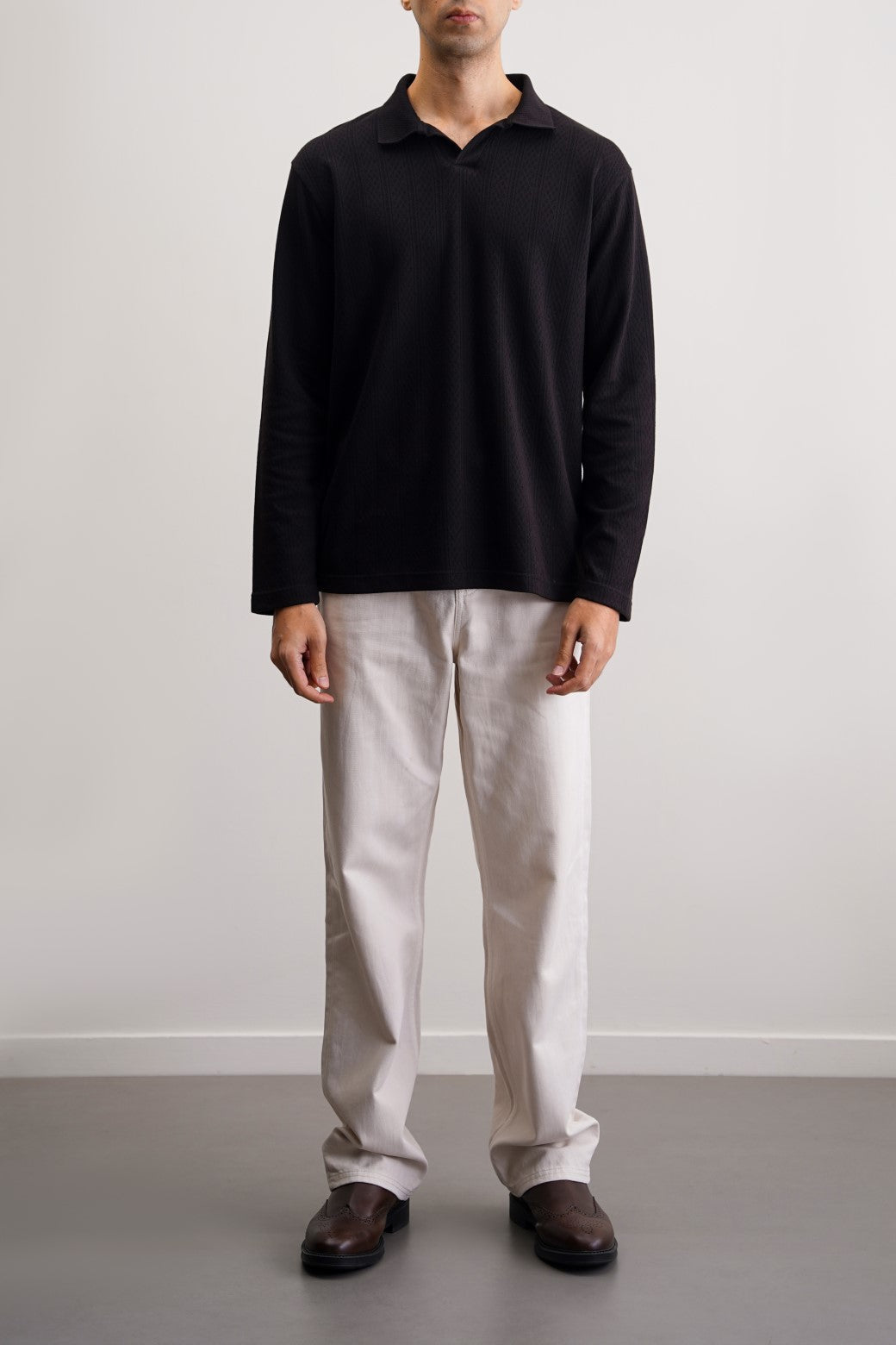 Black Soft Jacquard Regular Fit Polo Shirt