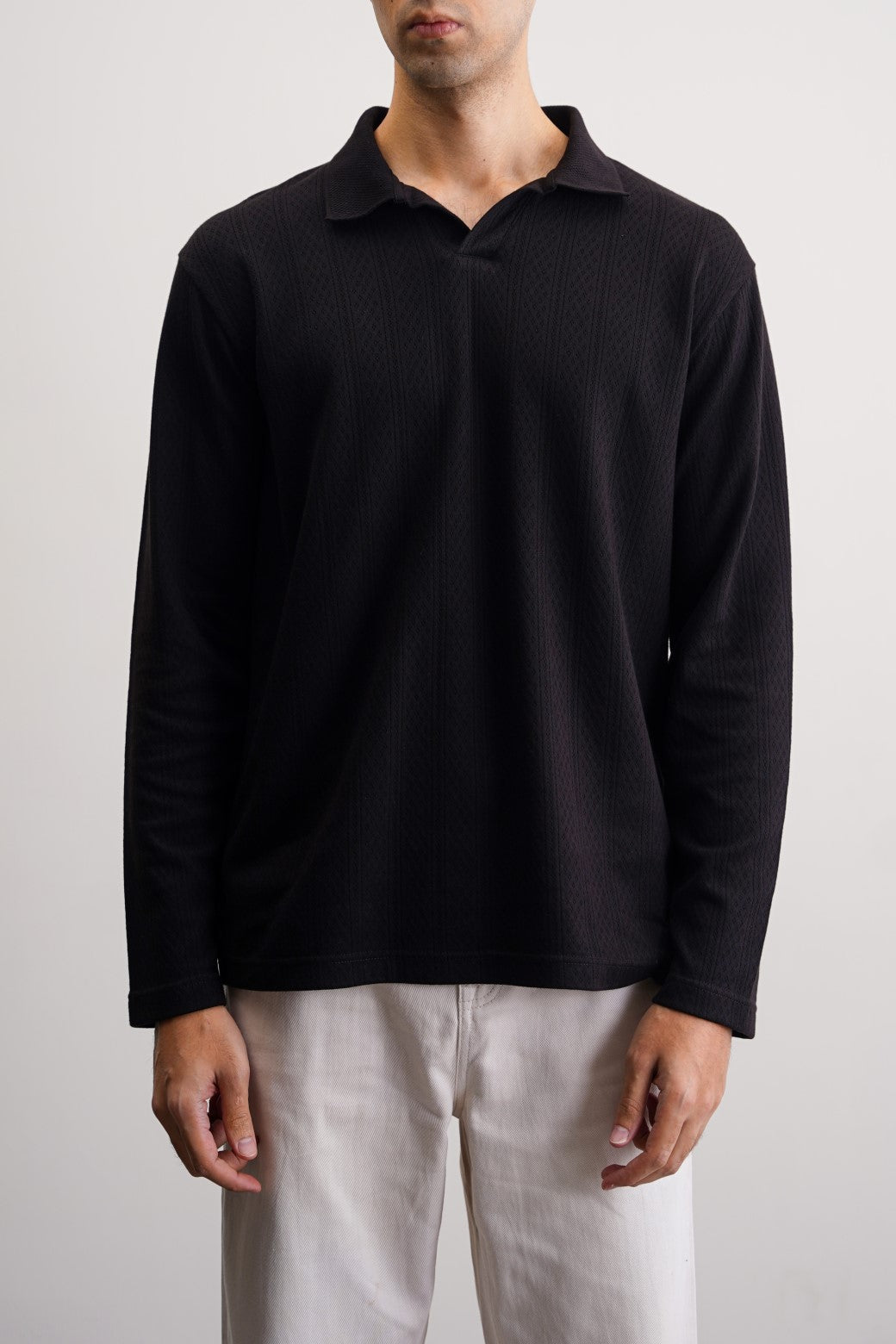 Black Soft Jacquard Regular Fit Polo Shirt
