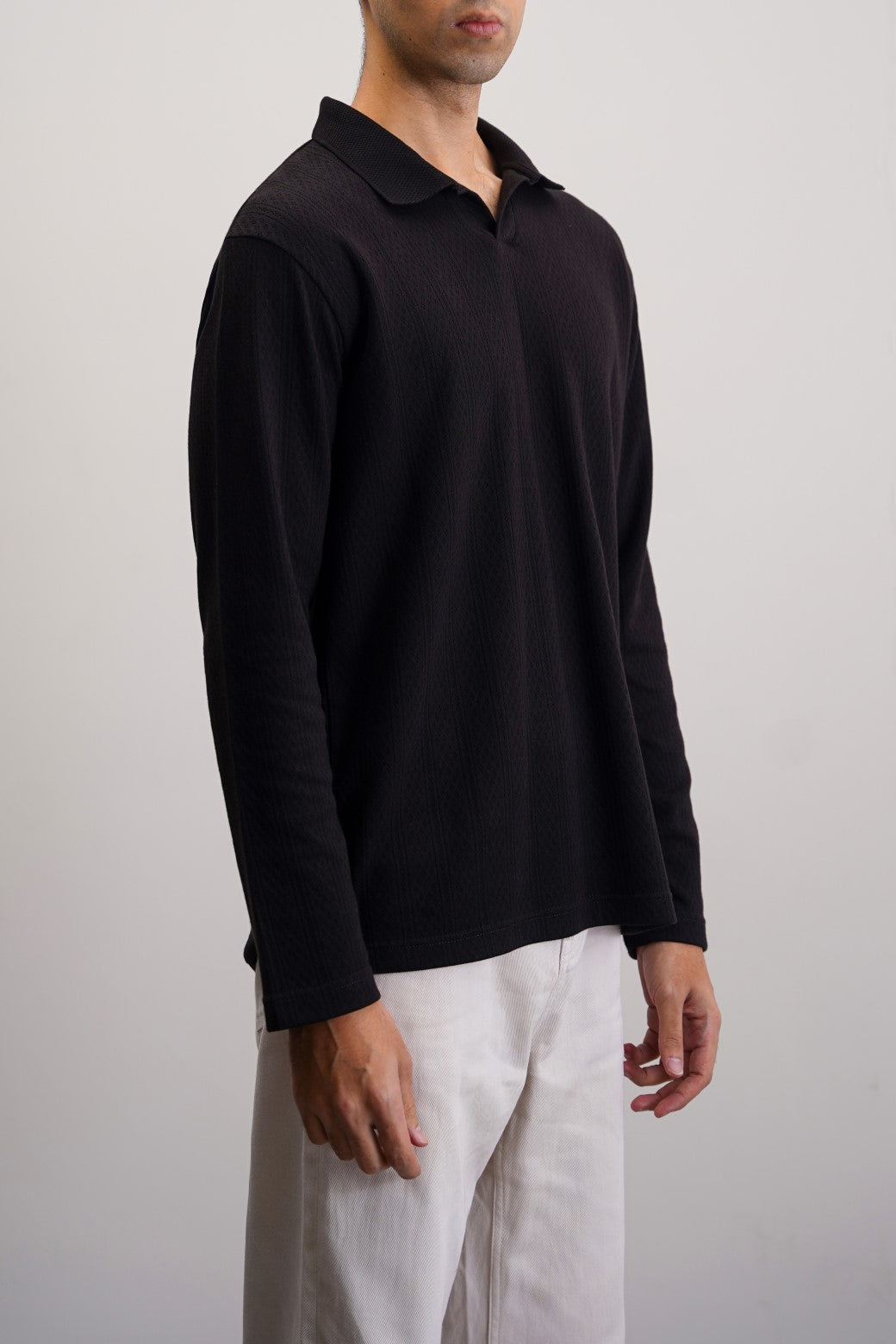 Black Soft Jacquard Regular Fit Polo Shirt