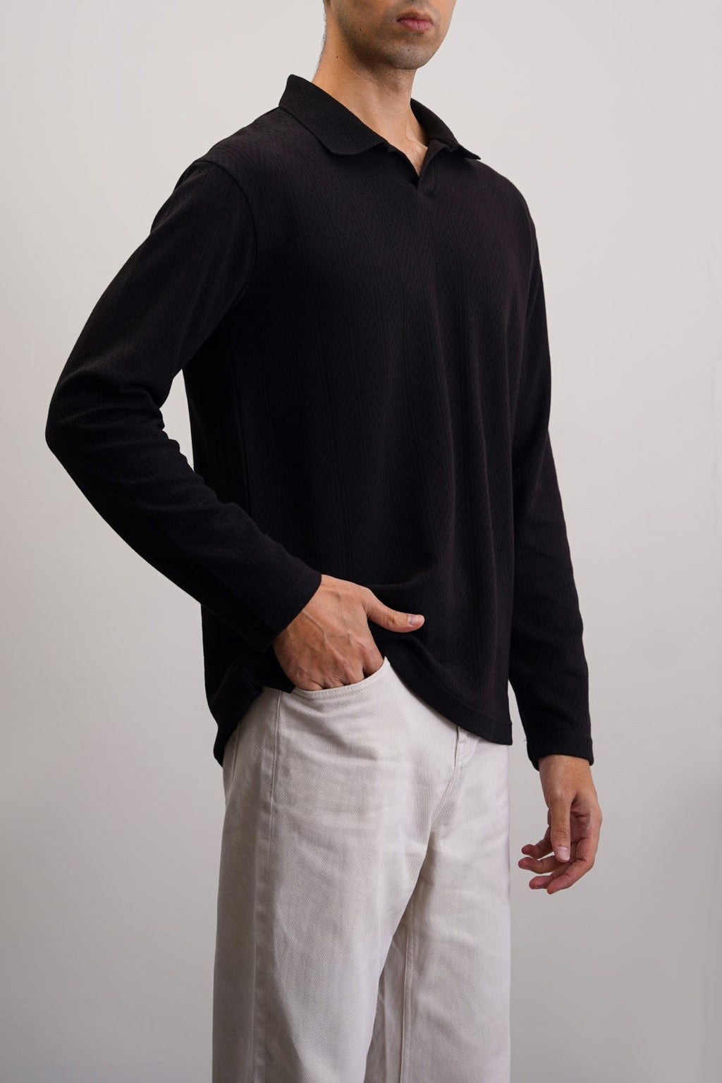 Black Soft Jacquard Regular Fit Polo Shirt – Cool Havn