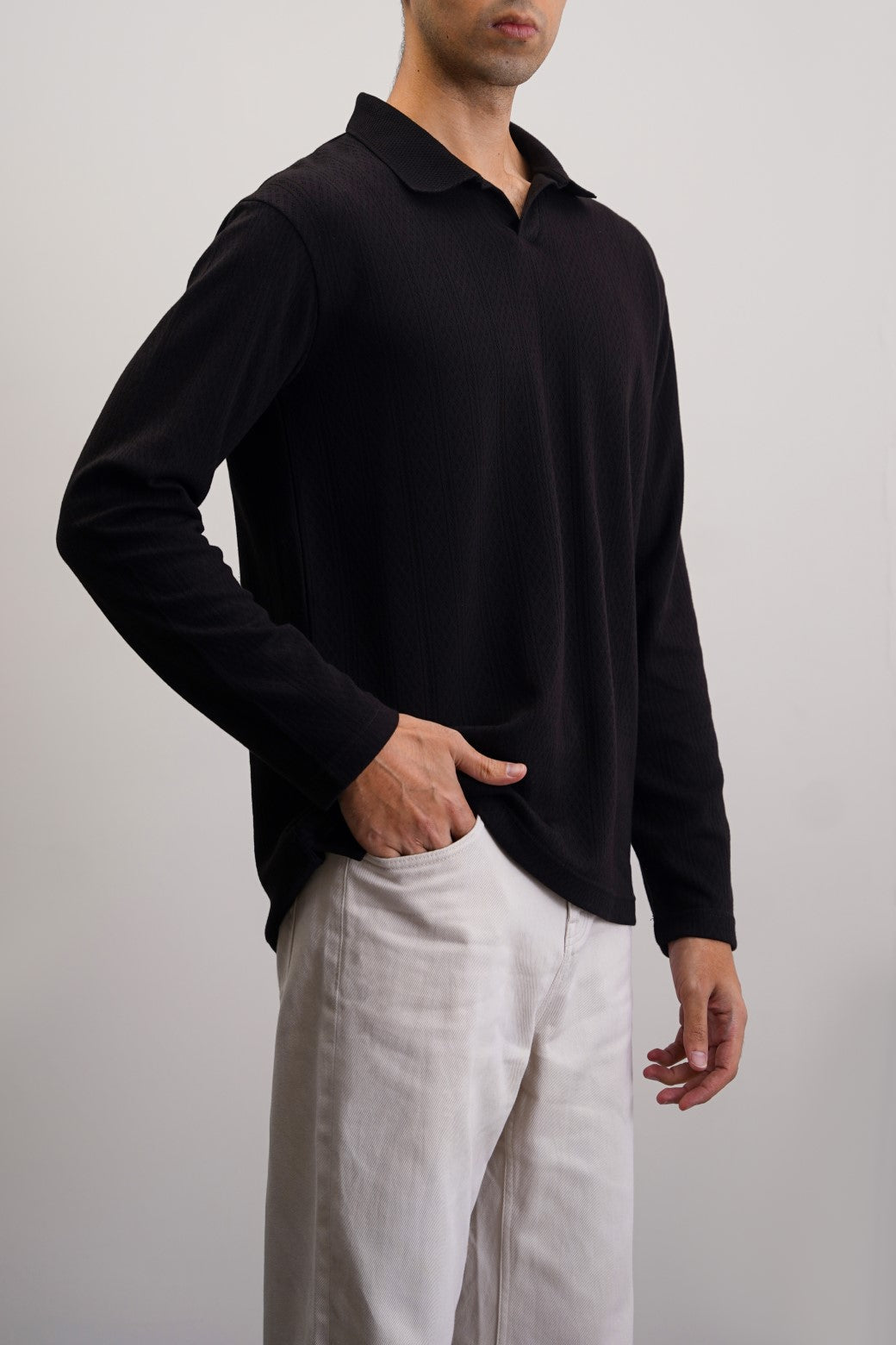 Black Soft Jacquard Regular Fit Polo Shirt