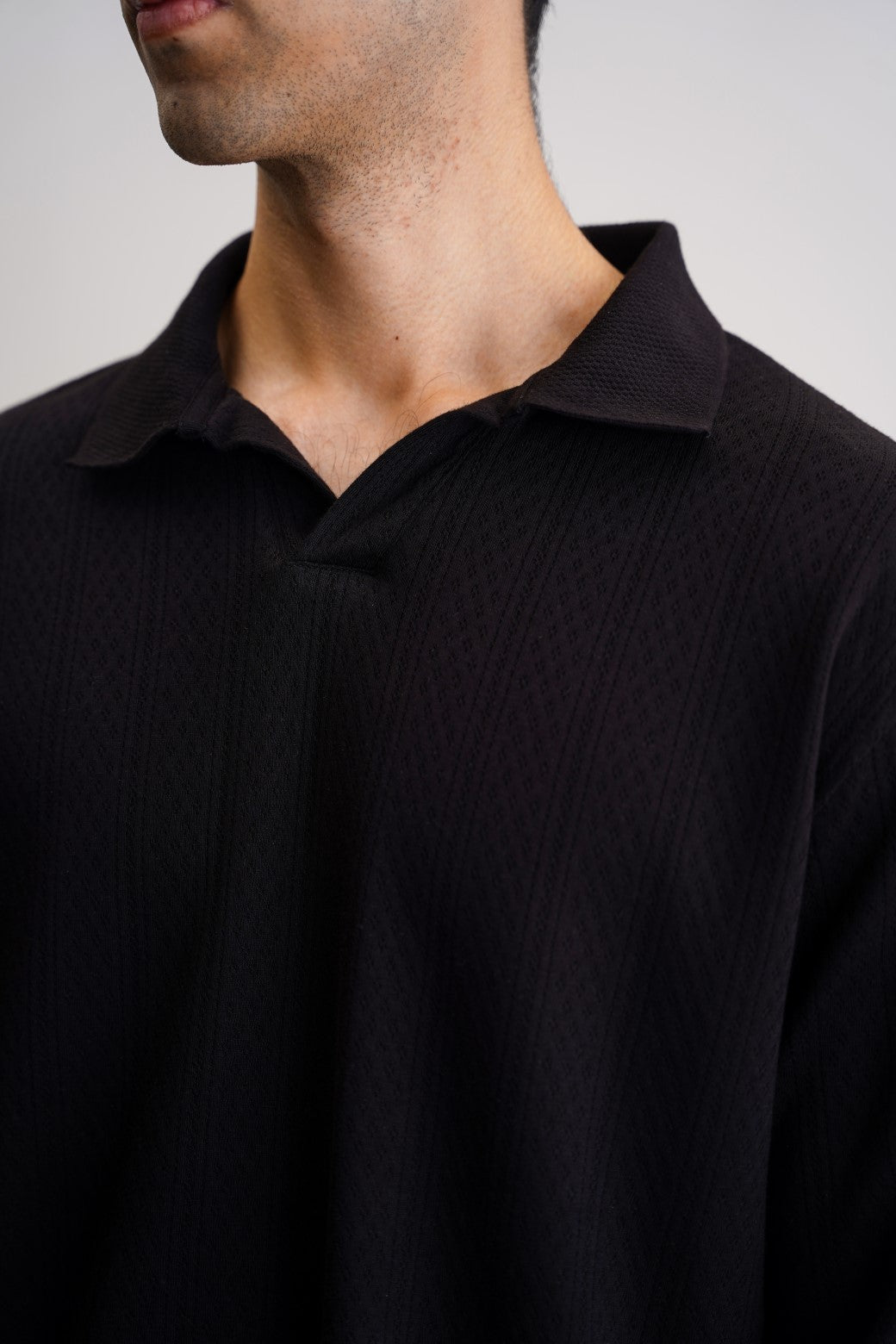 Black Soft Jacquard Regular Fit Polo Shirt