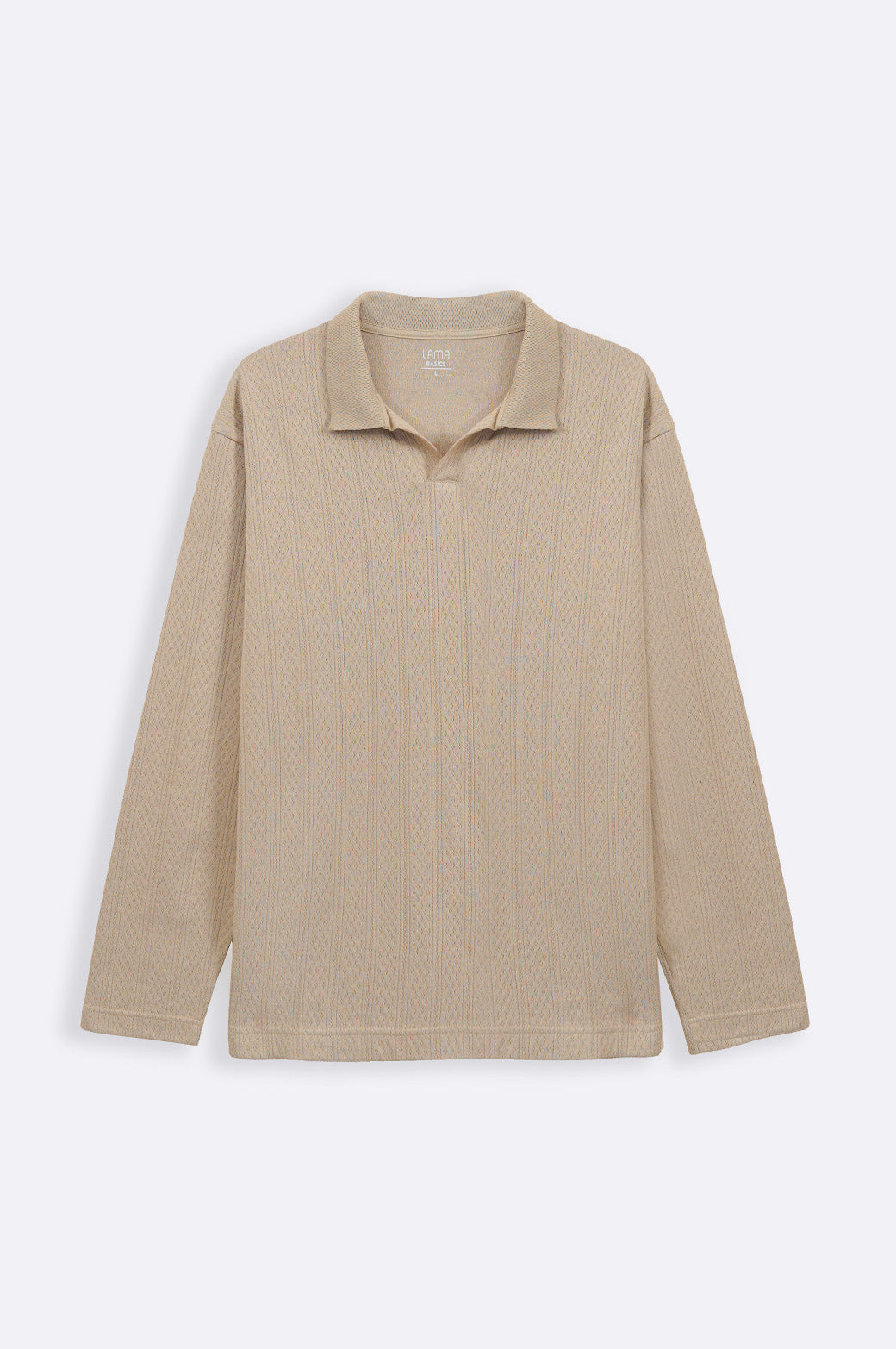 Khaki Soft Jacquard Cotton Blend Regular Fit Polo Shirt