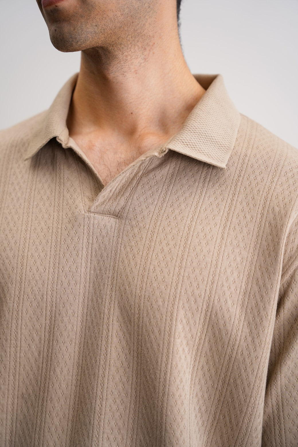 Khaki Soft Jacquard Cotton Blend Regular Fit Polo Shirt