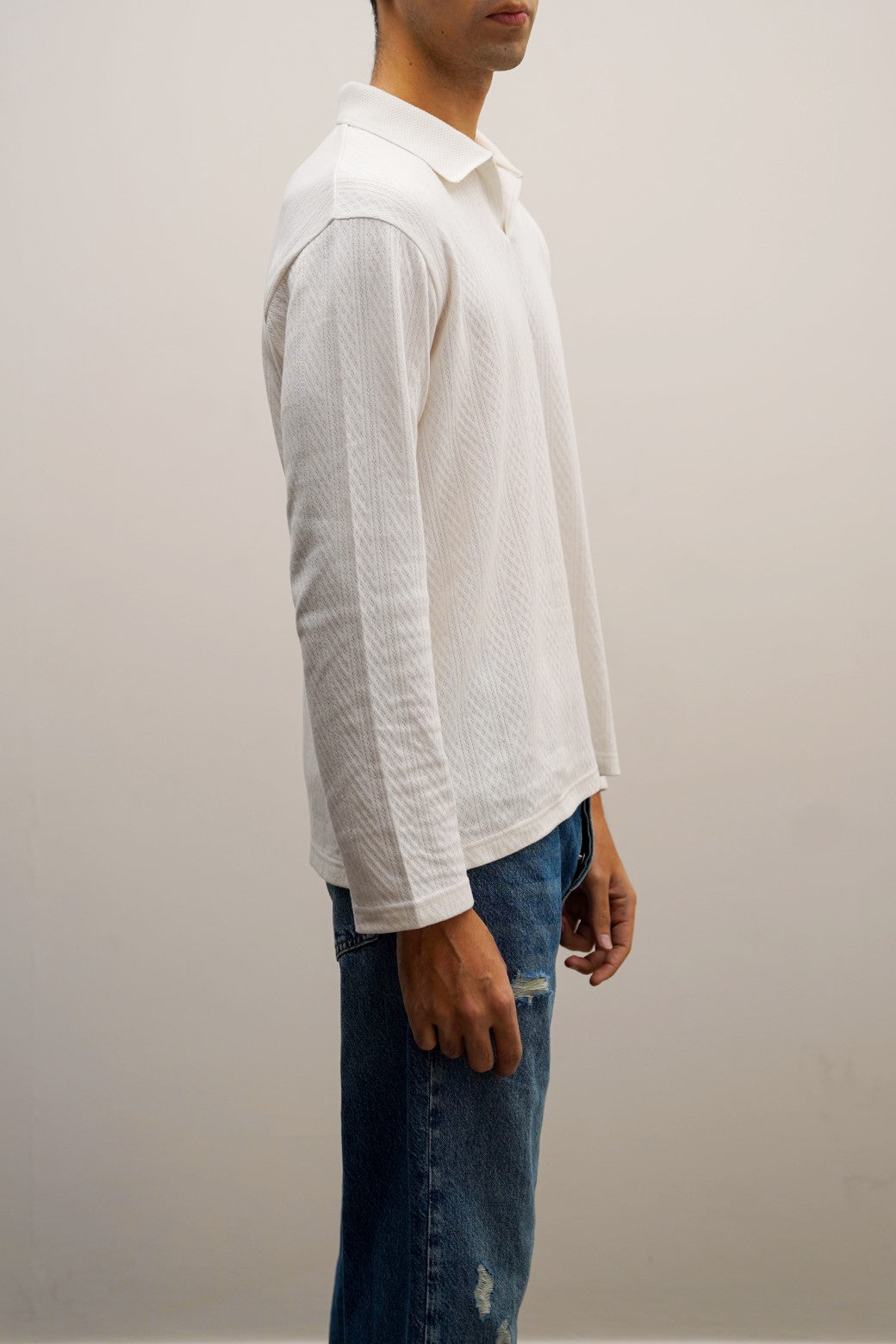White Soft Jacquard Regular-Fit Polo Shirt